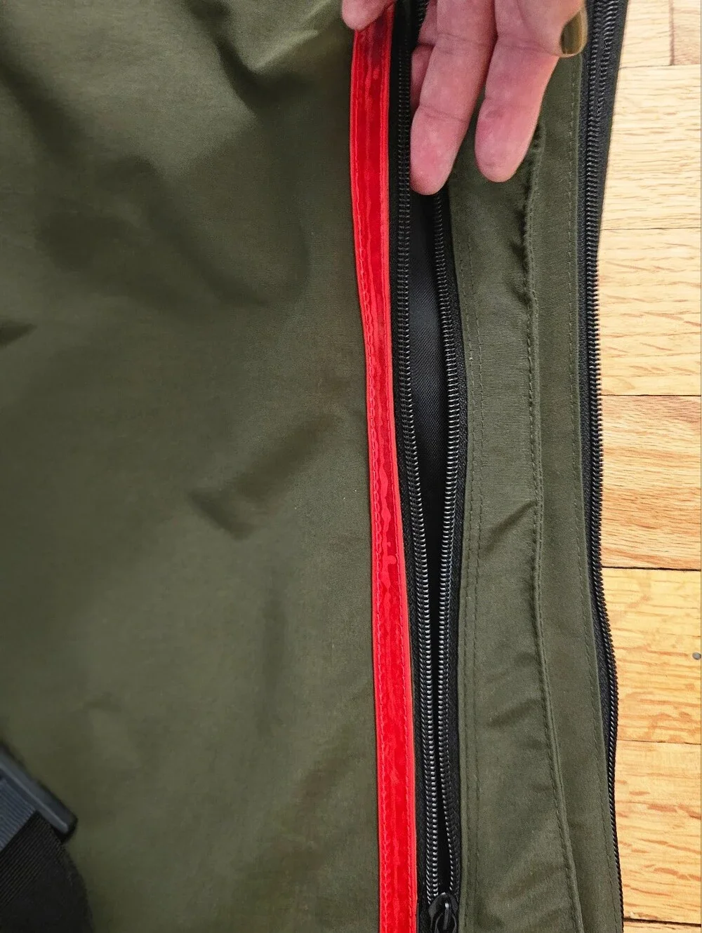 Hugo Boss Olive Messenger Bag with Red Zip